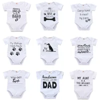 Baby Letters Rompers Onesies Short Sleeve O-neck Buttons Every Dog Needs Baby Printed Mom Anti Dad Funny Words Triangle Infant Romper 3-18M