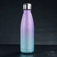 17oz Glitter Water Bottles Stainless Steel Vacuum Insulated Water Bottle Double Wall Cola Shape Outdoor Travel Sports Mug