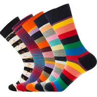 High Quality Fashion Happy Men Socks Colorful Strips Socks Long Stockings Male's Personality Cotton Socks Hip Hop Designer