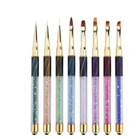 Nail Art Brush Pen Rhinestone Cat Eye Acrylic Handvat Carving Painting Gel Nail Extension Manicure Liner Pen F3278