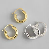 Новая 925 серебряной Минималистская Металлический круг серьги Sterling для женщин Chic Стиль Женских Геометрической Хооп серьга Fine Jewelry