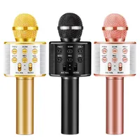 WS858 Bluetooth Karaoke Trådlös mikrofon för barnleksaker Bärbar maskin Handhållen Mic Högtalare Hemfest