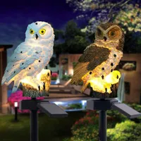 Güneş enerjili LED ışıkları Bahçe Yard ev Baykuş çim lambası süs hayvan kuş açık dekor Heykel Bahçe heykelleri T200117