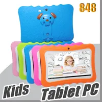 848 DHL KIDS Merk Tablet PC 7 "Quad Core Kinderen Tablet Android 4.4 AllWinner A33 Google Player WIFI Big Luidspreker Beschermhoes L-7PB