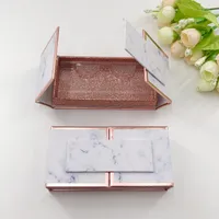 Lege wimpers verpakking marmeren ontwerp voor 25mm strip wimpers 3D nertsen wimpers rose gouden magnetische aangepaste verpakking
