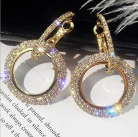 2020 Popularny przesadny Rhinestone Crystal Hoop Kolczyki Bridal Wedding Jewelry Kobiety Kolczyki Wysokiej Jakości Akcesoria panny młodej