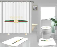 Witte hoge kwaliteit wc-breken set rood groene streep klassieke tekens douchegordijn badkamer voetdekking geen slip letter tapijt