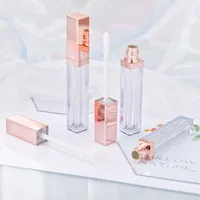 4 ML de Alta Clase de Oro Rosa Botella de Brillo de Labios Plástico Vacío Cosmético Aceite para Labios Tubo Recargable Líquido Lápiz Labial Botella de Almacenamiento