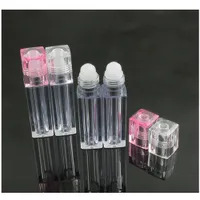 60pieces 6.5ml Rollo de aceite de brillo de labio cuadrado en botella Portátil Vacío Maquillaje recargable Contenedor Tubo Viales Calientes