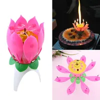 Lotus Flower Candle Single-Layer Muziek Kaars Lotus Kaarsen Verjaardag Candle Party Cake Muziek Fonkeling Cake Kaarsen