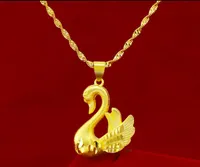 2019 nouvelle chaîne vague d'eau élégante modèles féminins de mode de bijoux en or collier de cygne d'or de sable 999 cygne ne se fane pas