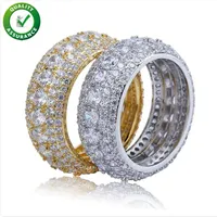 Designer Jewelry Mens Anéis de Ouro Hip Hop Icado Anel Micro Pavimentada CZ Diamante Noivado Casamento Dedo-Ring para Homens Mulheres Acessórios de Luxo