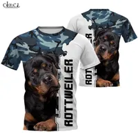 2020 Fashion Animal Rottweiler Dog Camo 3D Fulltryckta T-shirt Män Kvinnor Harajuku Casual Pet Dog Design Punk Style Tops