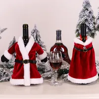 Weihnachten Weinflasche Abdeckung Weihnachtsmann-Kleidung Kleid Weihnachten Wein-Tasche Weihnachten Esstisch Flasche abdecken Dekoration TTA2123-2
