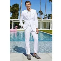 Custom Made White Men Suit Wedding Tuxedo Slim Fit Groom Wear Wedding Suits for mens Prom Blazer Terno Masculino (Jacket+Pants)