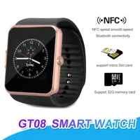 GT08 Bluetooth Smart Watch с слотом SIM-карты NFC браслет здоровья для Android Samsung iPhone смартфон PK DZ09