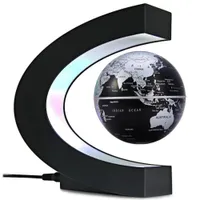 C Şekil Manyetik Kaldırma Yüzen Küre Dünya Haritası Ev Ofis için LED Işık Dekorasyonlu - Siyah