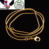 OMHXZJ Wholesale Personality Chains Fashion OL Woman Girl Party Wedding Gift Gold 1MM Snake Chain 18KT Golds Chain Necklace NC163
