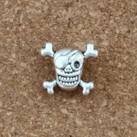 100pcs / lots Antique alliage d'argent Pirate Eyed Skull Big Hole Perle Fit Perles européennes Bracelet bricolage bijoux D51