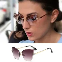 Excury-Cat S Глазные очки Seiko Произведенные в Европе и Соединенные Штаты Резать алмазные моды безрамлевые дамы солнцезащитные очки оптом