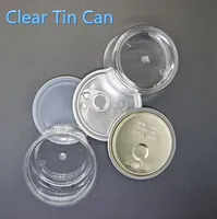 100 ml 3.5Gram clair Can Tin Cans en plastique 33 * 65mm sans odeurs Hermétique pot en plastique herbes de stockage à sec de qualité alimentaire Emballage Conteneurs Couvercle en métal