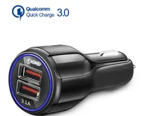 Caricabatterie per auto QC3.0 Charger QC3.0 Dual 2 Porta USB Fast Car Charger CE FCC RoHs certificato per Samsung Samsung Huawei Tablet