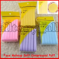 Nieuwe gezichts make-up sets zacht gecomprimeerde bladerdeeg schoonmaken spons gezichtswas pad exfoliator wassen cosmetische 12pcs / lot