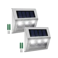 Lámpara de paso solar 3 LED ESCALES Solar Luces de escalera de acero inoxidable Iluminación al aire libre para Post Rathway Garde