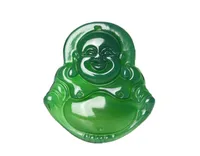 Bijoux fins pur naturel Agate verte à la main Heureux rire heureux Maitreya Bouddha pendentif collier Livraison gratuite