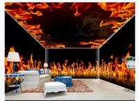 ذروة مخصصة 3d جدارية خلفية صور الديكور الداخلي HD حرق اللهب خلفية خلفية منزل كامل جدار موضوع الفضاء ذروة السقف
