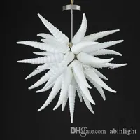 Kunstontwerp fancy kroonluchters verlichting witte kleur geblazen glazen decoratief kroonluchter hanglamp met LED -licht