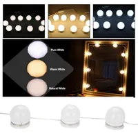 10 LED Light Bulbs Lamp Kit Vanity  Mirror 3Colors Brightness Dimmable Bulb String Hollywood Style Make up Cosmetic Mirror