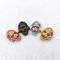 Cubic Zircon Micro Pave Red Eye crânio Beads DIY punk fresco Skeleton para Pulseira de jóias fazendo encontrar massa CT481