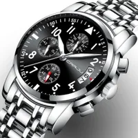 Relogio Masculion Crrju Men Top Luksusowa marka sportowa sportowa zegar męski zegar kwarcowy męski pełny stalowy biznes czarny zegarek