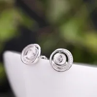 Orecchini in argento sterling 925 con perno in cristallo 6-8mm Orecchini con perno rotondo in montatura o perla con pendenti DY Stone misura opale in agata ambra