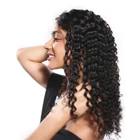 Ucuz 8A Brezilyalı Derin Dalga Doğal Görünüm Saç Dantel Frontal İnsan Saç Peruk Siyah Kadın Için 10-30 inç Toptan Fiyat Ücretsiz Kargo