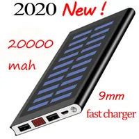20000mah Portable Solar Power Bank Battery Charger with LCD Screen camping flashlight Ultra thin Power Banks