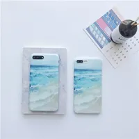 IMD Blue Sea Painted Case för iPhone X 8 7 6 6s Plus Ocean Waves Beach Soft TPU Väska till iPhone 6Plus Back Cover