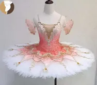 Ballet FLTOTURE rosa claro de la crepe Tutu para chicas Variaciones de ballet trajes del funcionamiento de la bailarina Ensayar Paquita Tutu