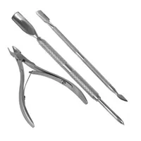 3 pezzi in acciaio inox strumento chiodo pala cuticola pinza cucchiaio pusher remover cutter clipper manicure nail art cucchiaio
