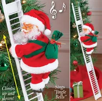 Electric Santa Claus Climbing Ladder Doll Dekoration Plush Doll Toy för Xmas Party Home Door Wall Decoration