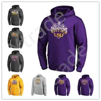 Mens NCAA LSU Tigers College Football 2019 National Champions Pullover Hoodie Sweatshirt Salute till service Sideline Therma Performance