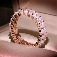 Rulalei Brand New Luksusowa Biżuteria 925 Sterling Silverrose Gold Fill Oval Cut White Topaz CZ Diamond Gemstones Women Wedding Band Ring Prezent