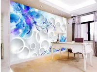 Papel tapiz estereoscópico 3D de cualquier tamaño personalizado Lirio azul TV 3D de fondo de pared
