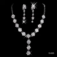 15025 Cheap Hot New Elegant Wedding Bridal Rhinestone Jewelry Necklace Earring Set Party Jewelry for Party Bride