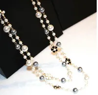 Classic Double Layers Simulated Pearl Necklace Women Bijoux Luxury Fashion Jewelry Long Necklace Fine Gifts For Mother