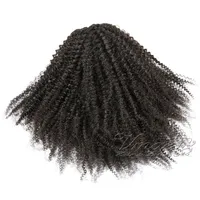 VMAE Human Afro Kinky Curly 100g 3C 4A 4B 4C Trekkoord Paardenstaarten Haarextensies Strakke Gat Clip in Natural Color Horsetail