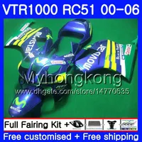 Kit For HONDA VTR 1000 RC51 2000 2001 2002 2003 2004 2005 2006 Movistar Blue 257HM.41 RTV1000 SP1 SP2 VTR1000 00 01 02 03 04 05 06 Fairing