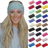 DIEADORES DE Punto Sólido Winter Women For Women Lady Wool Crochet Hairband Headwear Headwear Wide Bandana Turban Accesorios 31 colores DHL