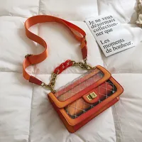 Designer- الصيف شفافة أكياس جيلي حقيبة CROSSBODY للنساء 2020 الجودة PVC حقائب السيدات شاطئ مسح الكتف حقيبة